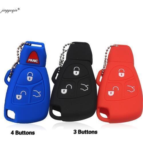 Jingyuqin Silicone Cover For Mercedes Benz B C E ML S CLK CL 3/4 Buttons Rubber Skin Remote Key Fob Case