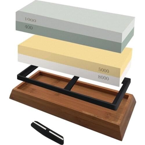 Sharpening stone 4pcs Whetstone Multi-stage Fine grinding White corundum Angle guide400#1000# 5000#8000# knife sharpener