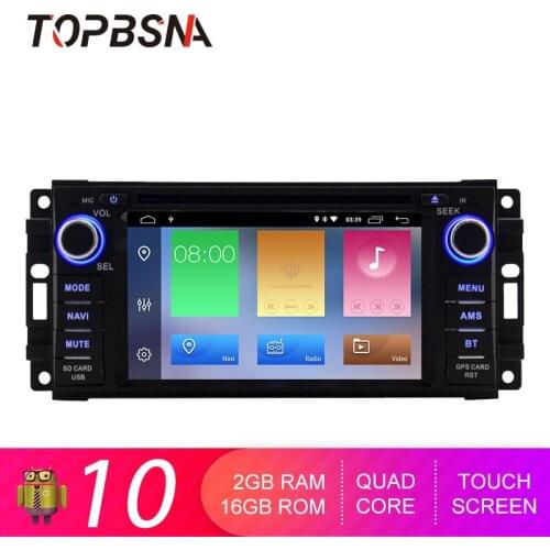 TOPBSNA Car DVD Player Android 10 For JEEP Wrangler Compass Grand Cherokee Commander Dodge GPS Navi 1 Din Car Radio Stereo Audio