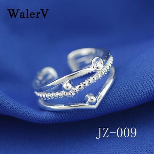 WalerV New Opening for Women Girl Sterling Rings Fashion Jewelry Resizable Personalized Irregular Leisure Ring Gift