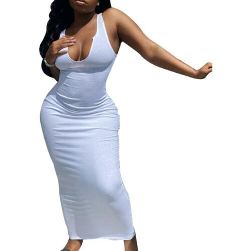 Women Sexy Sleeveless U-neck Dress Summer 2021,Fashion Solid Color Summer Dresses for Ladies Female