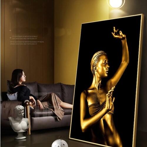 Golden Sexy Nude Women Figure Oil Painting On Canvas Wall Picture Nordic Modern Art Custom Poster Prints Home Decor for Home