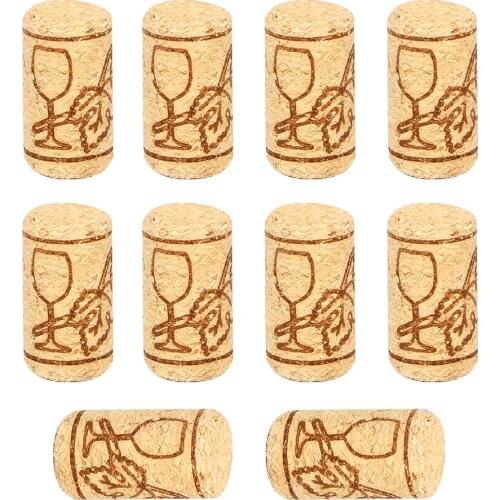10Pcs/set Wooden Sealing Caps Wine Stoppers Gadgets Bottle Plug Straight Wood Corks Bar Tools