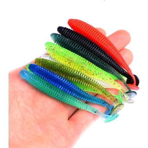 10Pcs/Lot 8.5cm Soft Fishing Lures Isca Artificial Grub Single T-tail Plastic Silicone Baits Para Pesca Leurre Souple De Peche