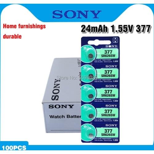 100pcs Sony 1.55V AG4 Battery SR626 377 LR626 LR66 SR66 SR626SW 377A Button Cell Watch Coin G4 Batteries For Gadgets Watches