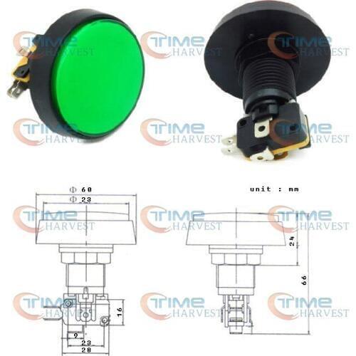 20pcs 60mm Bevel Edge Illuminated Round Push Button buttons with microswitch arcade accessories for Arcade Game cabinet Machine