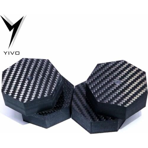 4pcs D:60mm x H:20mm Big Carbon fiber 7-side audio CD power amplifier bookcase turntable foot pad shock absorber foot Stand Pad