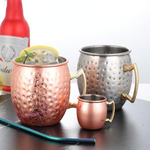 500ML Moscow Mule Mug Stainless Steel Hammered Copper Plated Beer Cup Coffee Cup Bar Drinkware
