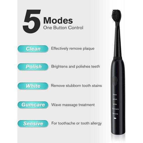 5V-USB Electric Toothbrush Rechargeable 41000 time/min Ultrasonic Washable Electronic Whitening Waterproof Teeth Brush