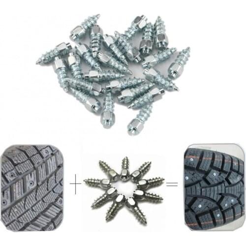 60% Dropshipping!!100Pcs 4x12mm Anti-slip Alloy Tire Studs Snow Spikes with Wrench for SUV ATV