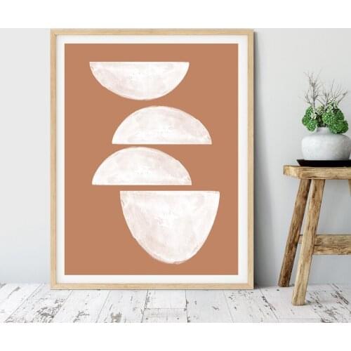 Abstract Terracotta Art Canvas Prints Geometric Mid Century Poster Burnt Orange Wall Art Painting Picture Living Room Home Decor