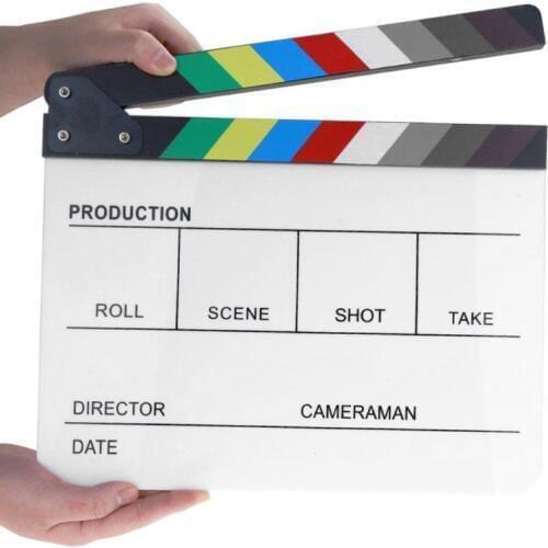 ALLOYSEED Acrylic Colorful Clapperboard Clapper Board Dry Erase Director Cut TV Movie Film Action Slate Clap Handmade Cut Prop