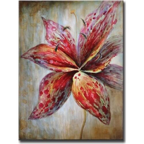 Large sizes beautiful big red flowers Hand-painted abstract canvas oil painting Home decor for living room unframed