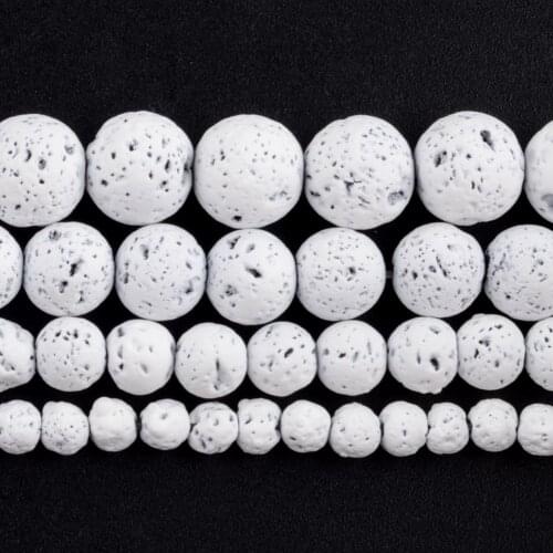 Natural White Volcanic Rock Lava Rubber Stone Round Loose Spacer Beads For Jewelry Making DIY Bracelet Handmade 4/6/8/10mm