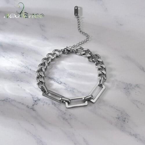 Nextvance Charm Stainless Steel Bracelet Cuban Chain Splicing Gold Bangles Couple Bracelets For Women Girl Boy Men Daily Jewelry