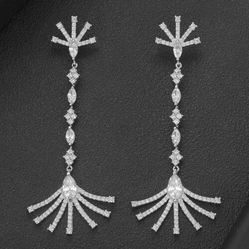 Blachette Brand High Quality Trendy Shiny Dangle Earrings Jewelry For Women Bridal Wedding Party Girl Daily Charm Cubic Zirconia