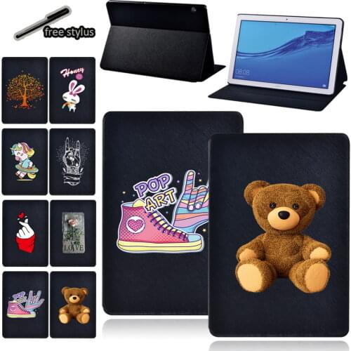 Tablet Case for Huawei MediaPad T5 10 10.1/T3 8.0 / T3 10 9.6 inch Leather Cover Case + free stylus