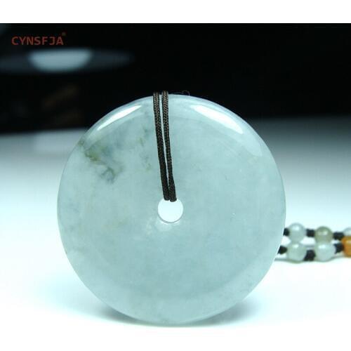 CYNSFJA Real Rare Certified Natural A Grade Burmese Jadeite Charms Amulet Peace Buckle Ice Green Jade Pendant Best Birthday Gift