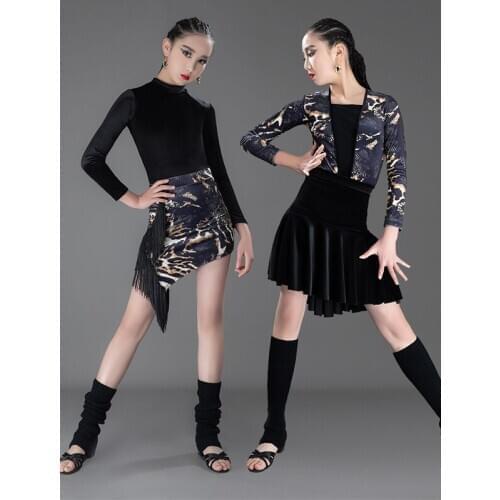 ChildrenS Latin Dance Clothes Practice Dress New Girls Latin Professional Dance Skirts Suit Samba Latin Dance Costumes DQS6373