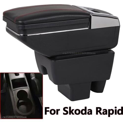 For Skoda Rapid 2013 - 2021 Rotatable Armrest Box Central Store Content Storage Interior car-styling Cup Holder with