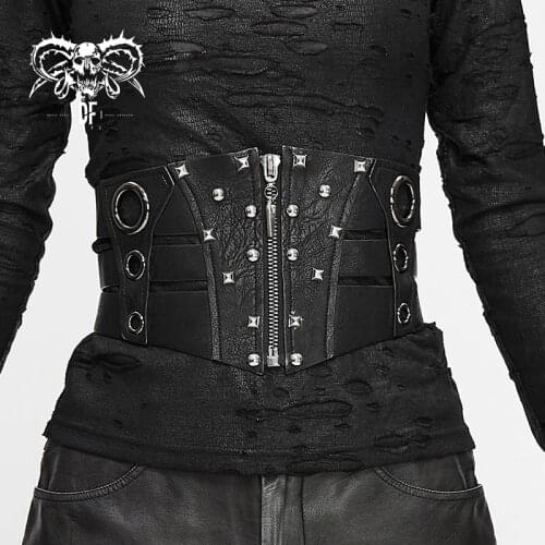 Devil Fashion Womens Punk Waist Girdle Fashion Novelty Hollow Adjustable Rope Zipper Cardigan Corset