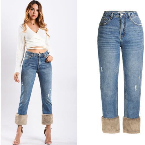 Tall Women Winter High Waist Fashion Jeans Female Boyfriend Cowboy Denim Pants Laies Blue Fashionable Bodycon Jean Trousers