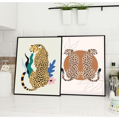Cheetah Wall Art Illustration Spirit Animal Prints Jungle Wild Cat Canvas Painting Vintage Posters Kitchen Bedroom Home Decor