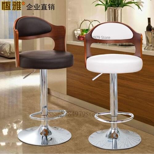 Hengya Bar Chair European Bar Chair Bar Stool Swivel Lift Chair Solid Wood Back Front Desk Cashier Chair High Stool