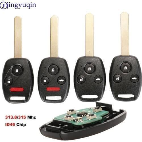 Jingyuqin 10ps 313.8/315Mhz Car Remote Keyless Key Fob For Honda Accord 2003 2004 2005 2006 2007 ID46 chip Complete Remote Key