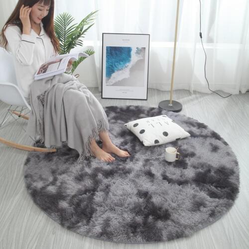 Nordic round carpet tie-dye living room coffee table blanket bedroom bedside mat computer chair yoga rug