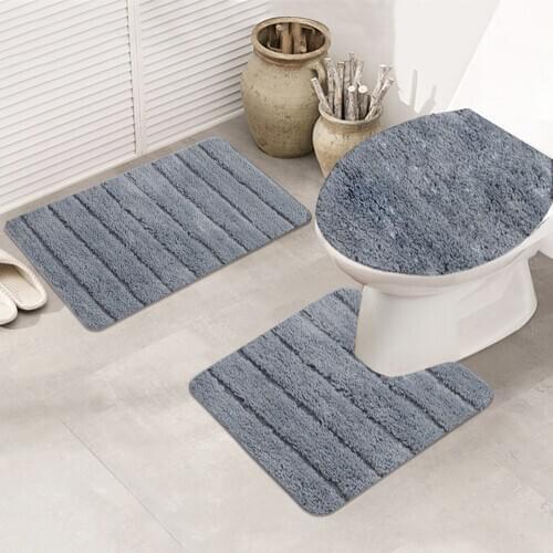 Bath Rug Sets 3 Piece for Bathroom Non Slip Bath Mat Set Washable Bathroom Rug Set Toilet Floor Mat Toilet cover