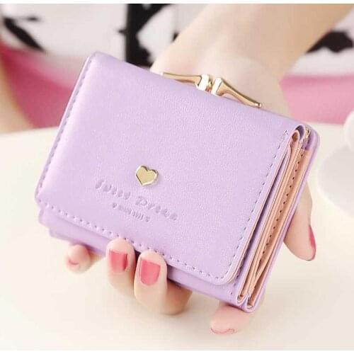 Small Women Wallet loving heart Short Womens Wallet Card Holder Girls Mini Woman Fashion Coin Purse for Female carteras mujer