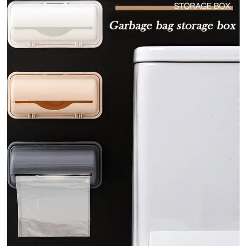 Wall Mounted Trash Bags Storage Box Multi-purpose Garbage Bag Dispenser Storage Box For Bathroom Kitchen KI