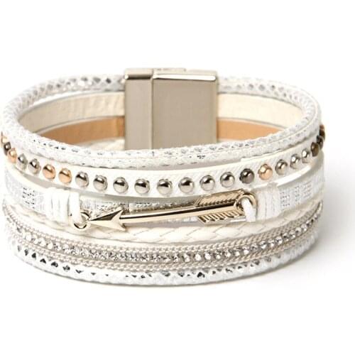 ORNAPEADIA Bohemian Multilayer Bracelet for Women Exquisite Cupids Arrow Rivet Bracelet Wholesale Stainless Steel Jewelry