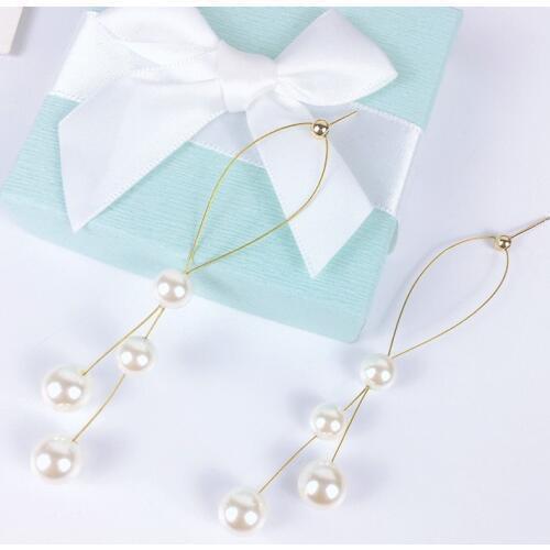 Fashion Simple And Delicate Brushed Sliding Pearl Earrings Super Fairy Temperament To Send Girlfriends Face Thin Long Earrings