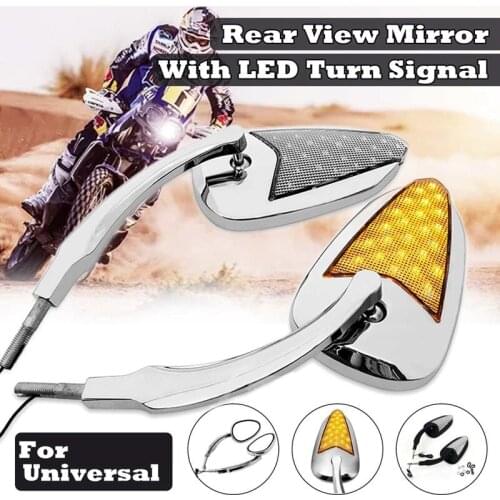 Motorcycle Rearview Mirrors, Led Turn Signal Light Side Mirrors