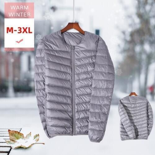 Men Autumn Winter Short White Duck Down Jacket Male Ultra Light O-Neck Casual Down Coat Zipper Warm Portable Liner Plus M-3XL