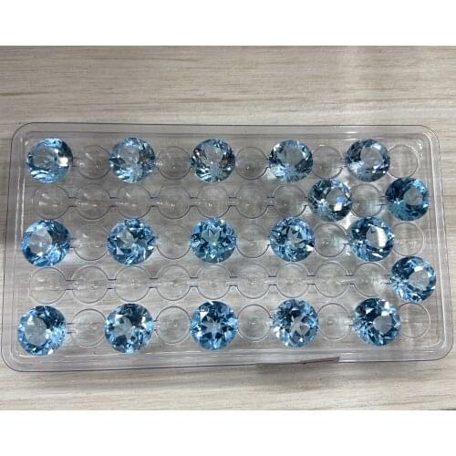 8mm-12mm Natural Sky Blue Topaz AAA High Quality Round Brilliant Cut Loose Gemstones For Jewelry Making