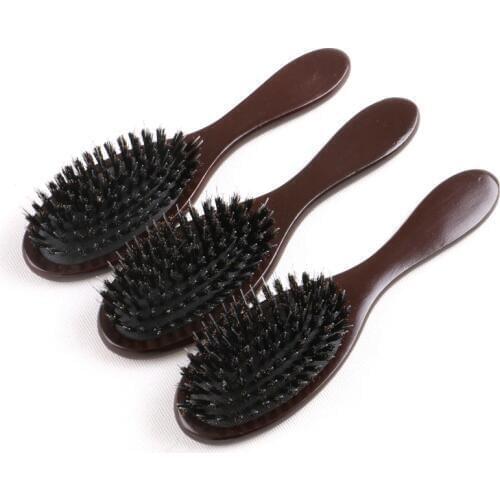 NEW 10pcs Wooden Handle Boar Bristle Hair Brush For Hair Extensions Pro Hair Tools Comb Hair Accessories G0316