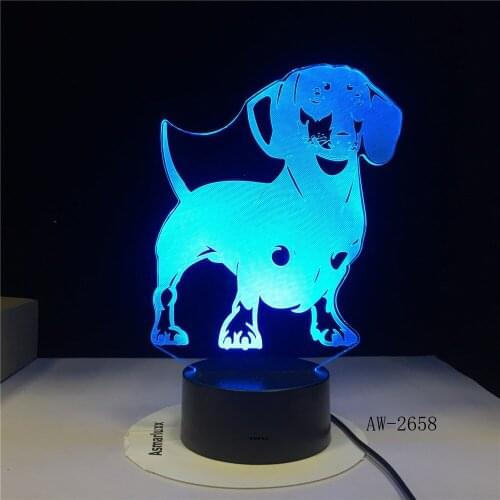 Dachshund Dog Breed 3D Optical illusion Lamp Handmade Lamp Sausage Dog Pet Puppy LED Night Light With Color Changing AW-2658