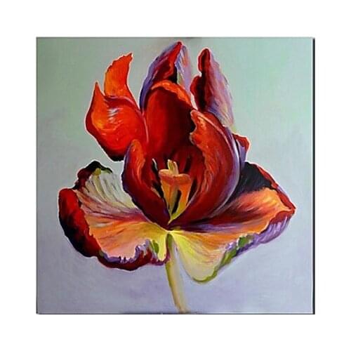 Hand Painted Canvas Painting-Single Red Flower-Floral Oil Painting Wall Art-Modern Canvas Art Wall Decor