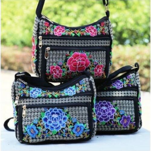 New Fashion Embroidery Women Shopping Bags!Hot Floral Embroiered Shoulder&Crossbody bags All-match Top Lady National Carrier