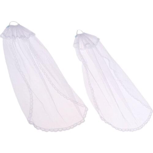 Wedding Bridal Veil Cosplay Headwear Decor For 12inch Girl Doll Favors White