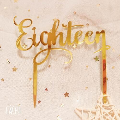 Eighteen Happy Birthday Acrylic Cake Topper Number 18 Acrylic Cake Topper for Anniversary 18th Birthday Party Cake Decorations