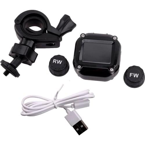 Universal Wireless LCD TPMS Tire Pressure Monitor Systems with 2 Sensors Black Accessories Motorcycle