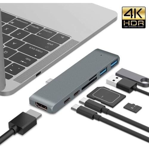 USB C Hub Portable Type C 7-in-1 USB 3.0 SD TF Card Reader Adaptors USB C Splitter For MacBook Pro SUM S8 S9 Huawei p20 P30