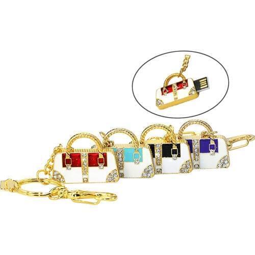Usb Flash Drive Golden and Sliver Handbag Diamond Bag U Disk Pen Drive Gift Jewelry 4GB 8GB 16GB 32GB 64GB Pendrive Memory Disk