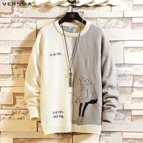 VERSMA Korean Harajuku Knitted Vintage Sweater Men Women Pullover Spring Trendy Oversized Warm Ugly Christmas Sweater Women 5XL
