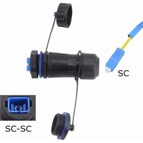 SC Waterproof Plug Socket Female to Female Outdoor Remote Communication Optical Fiber Cable IP68 Water Proof Connector Extender