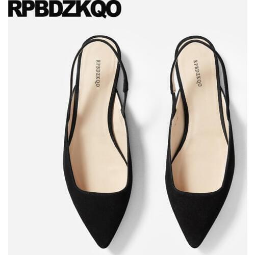 Suede breathable black slip on genuine leather flats chinese slingback designer shoes women luxury 2018 pointed toe handmade